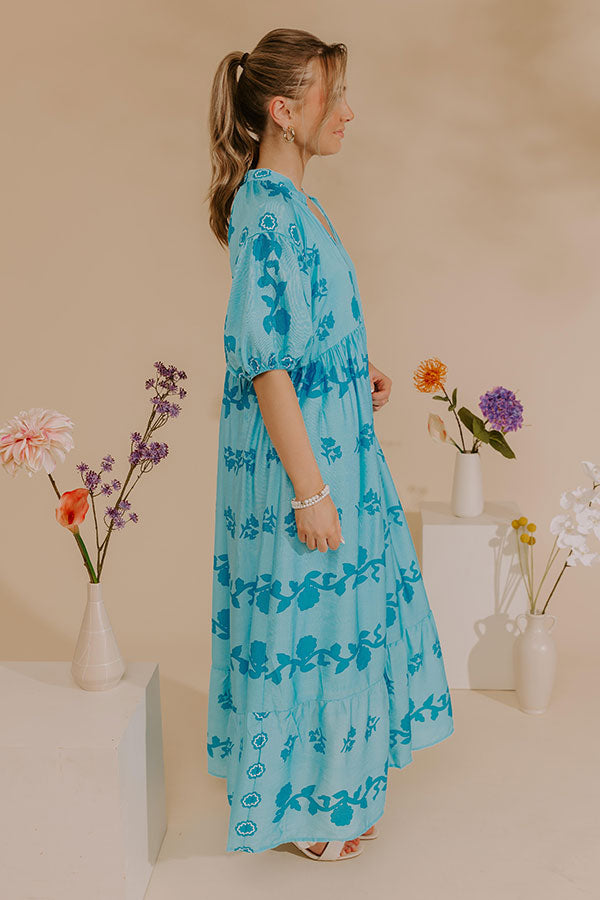Cherished Moment Floral Midi Dress in Sky Blue Image - 3