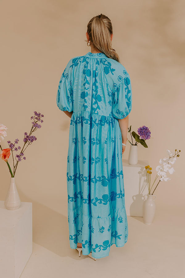 Cherished Moment Floral Midi Dress in Sky Blue Image - 4