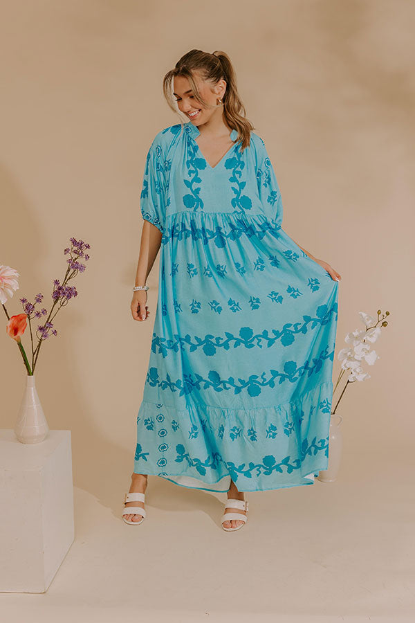 Cherished Moment Floral Midi Dress in Sky Blue Image - 2