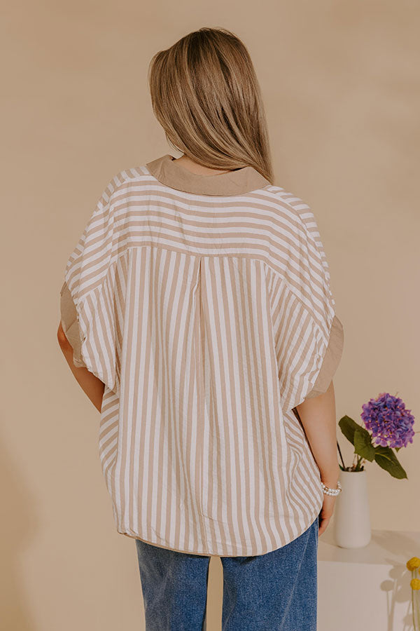 Dockside Chic Stripe Top in Iced Latte Image - 3