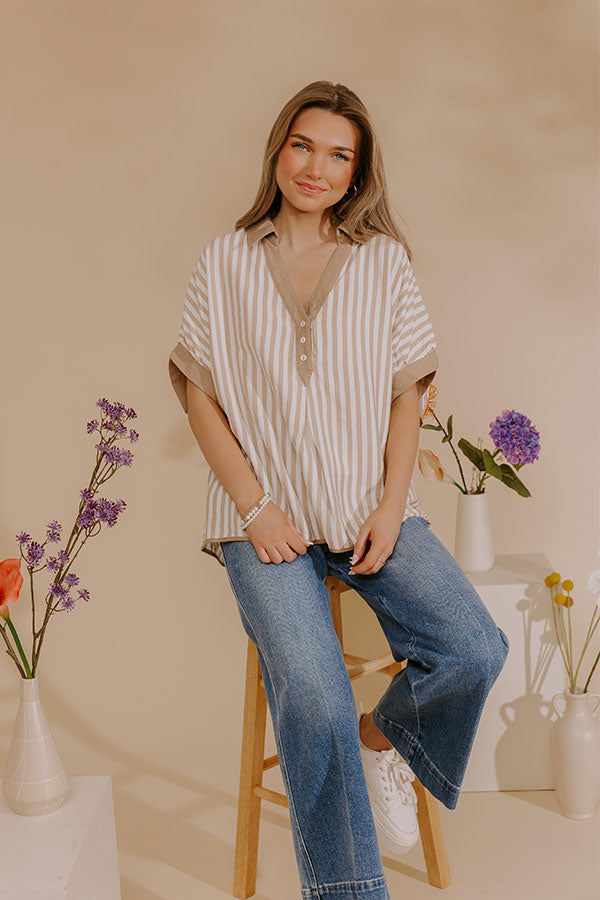 Dockside Chic Stripe Top in Iced Latte Image - 5