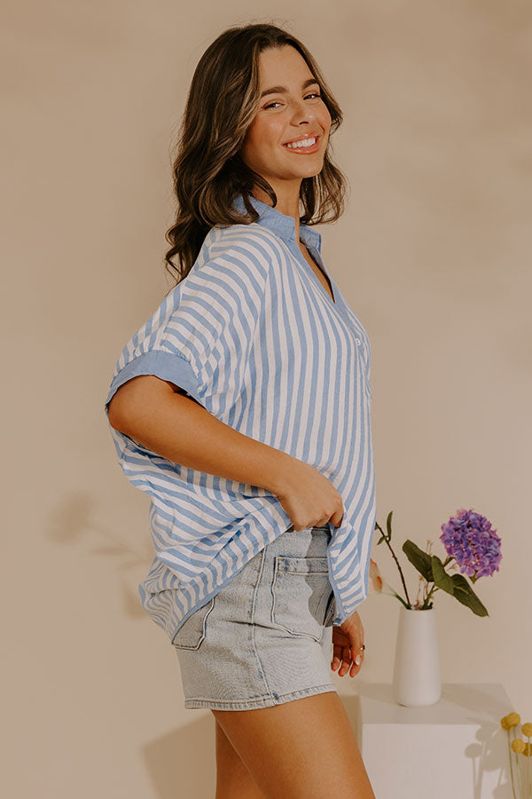 Dockside Chic Stripe Top in Sky Blue Image - 4