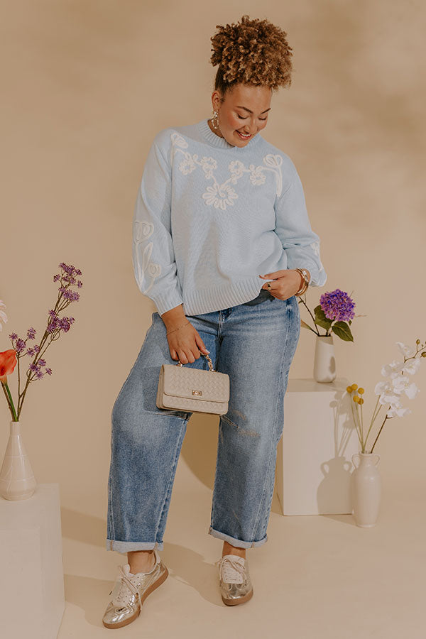 Daydream Darling Floral Embroidered Knit Sweater Curves Image - 2