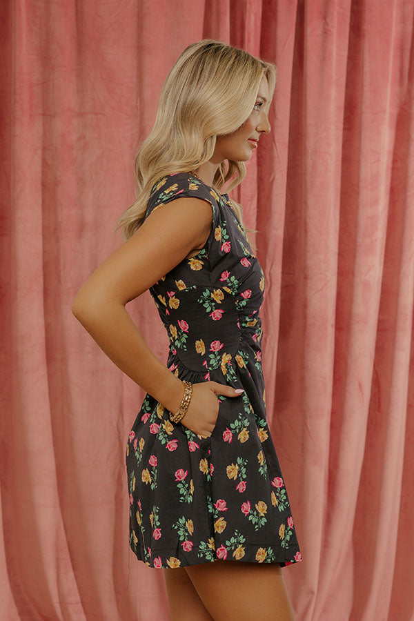 Picking Roses Floral Ruched Mini Dress Image - 3